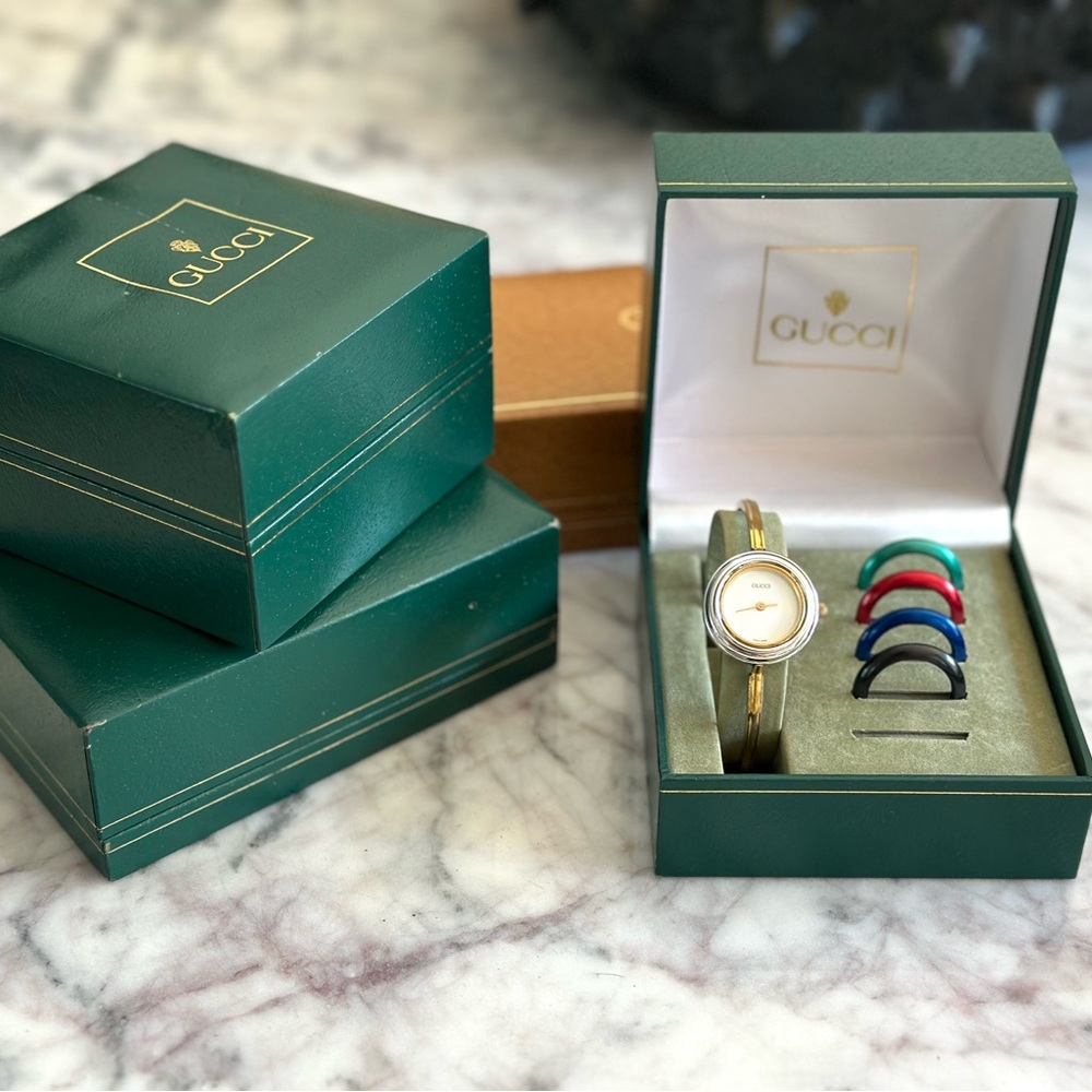 Gucci Gold Watch with Colorful Bezels